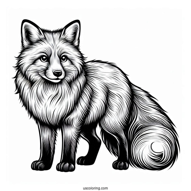 Male Fox Coloring Page With Detailed Fur