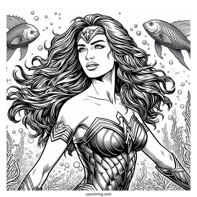 Aquaman Coloring Page Realistic Mera In Atlantis