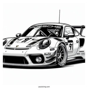 Detailed Porsche Race Car To Color
