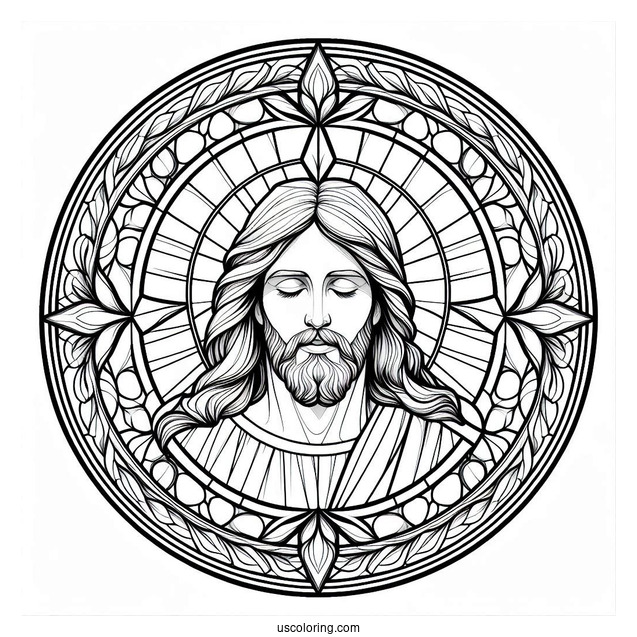 Detailed Jesus Coloring Pages Stained Glass