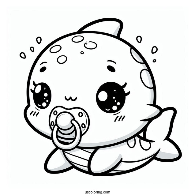 Cute Shark Coloring Page With Pacifier