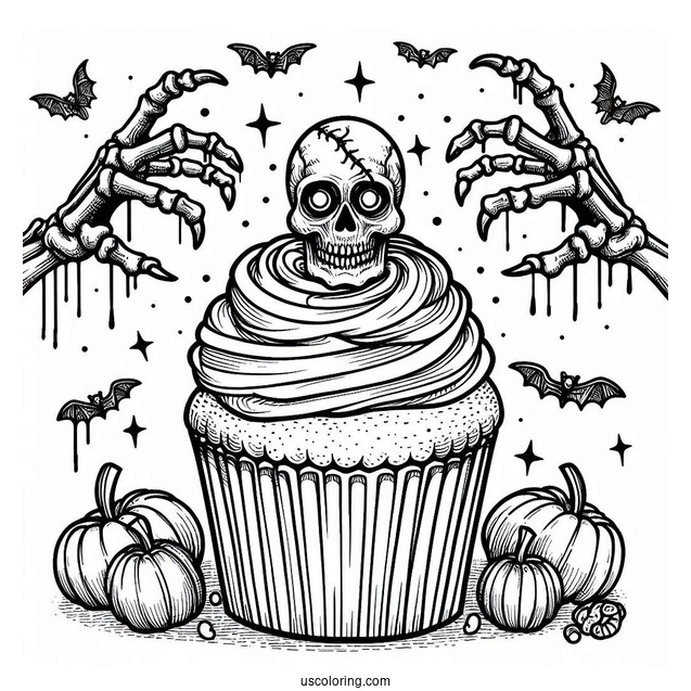 Halloween Themed Cupcake With Zombie Hand
