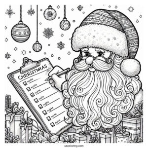 Christmas Coloring Pages For Adults Of Santa Claus Checking Naughty Or Nice List Christmas