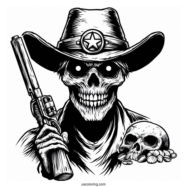 Scary Cowboy Coloring Page In The Wild West