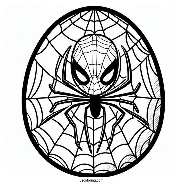 Spider Man Easter Egg With Web In Background Coloring Sheet