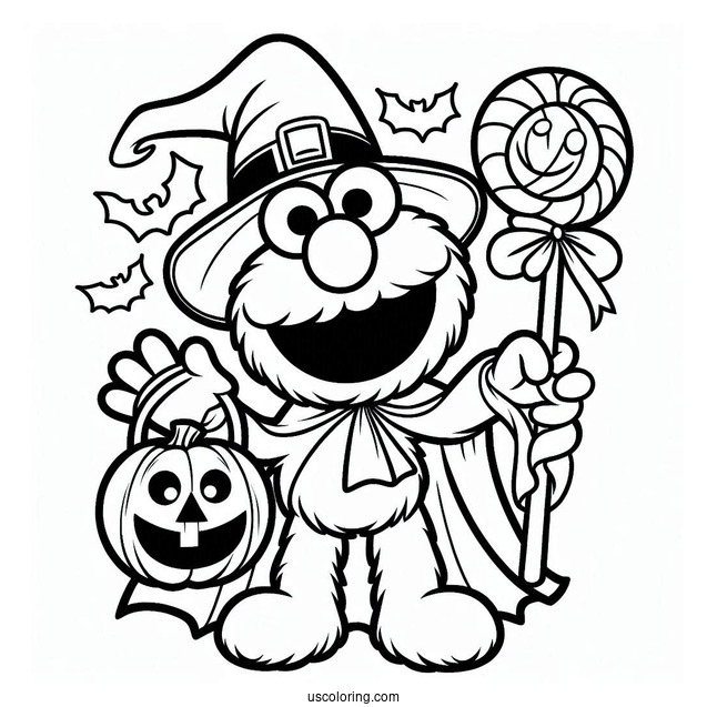 Coloring Page Of Halloween Themed Elmo