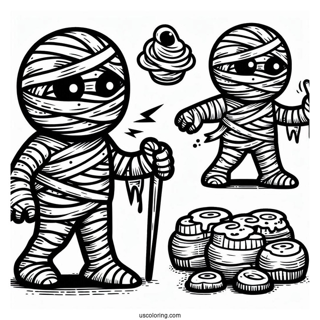 Detailed Cartoon Mummy Coloring Page