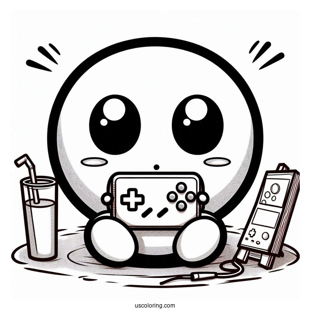 Shy Guy Coloring Page Playing Video Game Outline