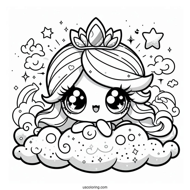 Shimmer And Shine Coloring Page Of Kawaii Shimmer On A Cloud