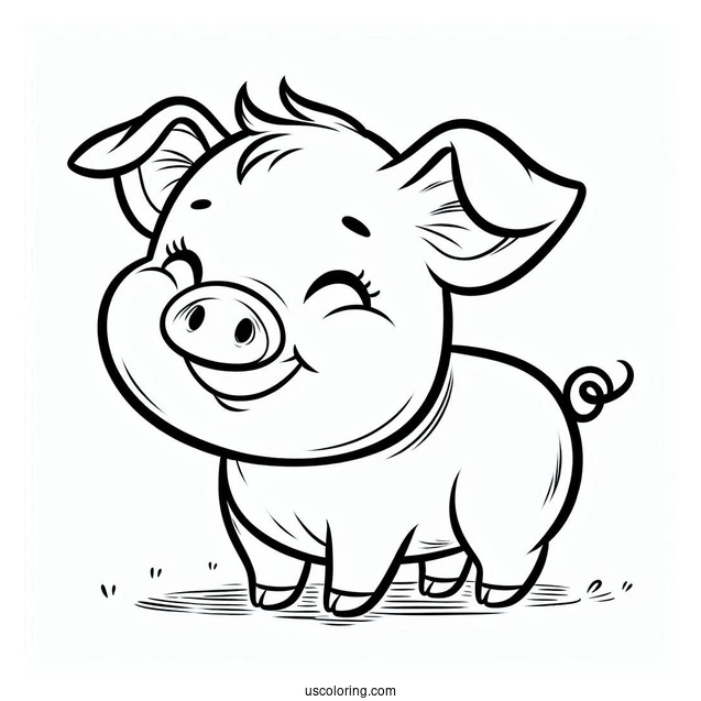 Piglet Coloring Page Smiling Face For Kids