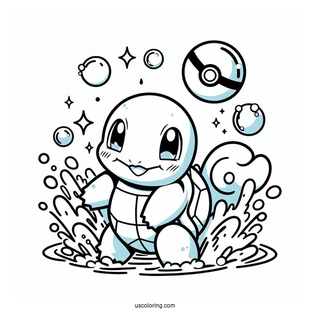 Squirtle Coloring Page Of Bubble Attack Pokemon Card