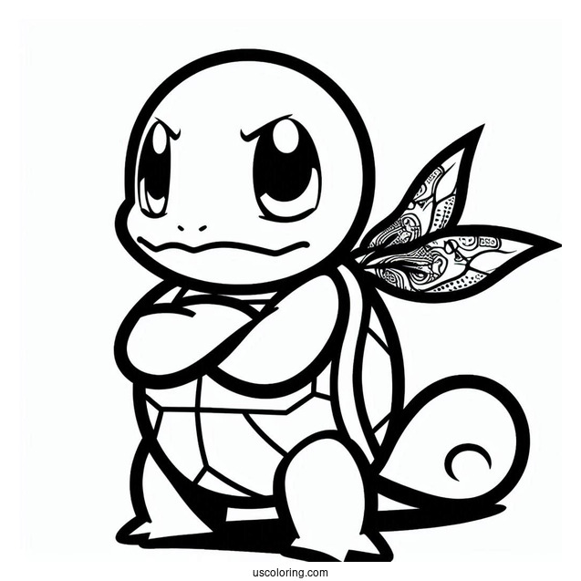 Cool Squirtle Coloring Page Of Squad Member With Arms Crossed