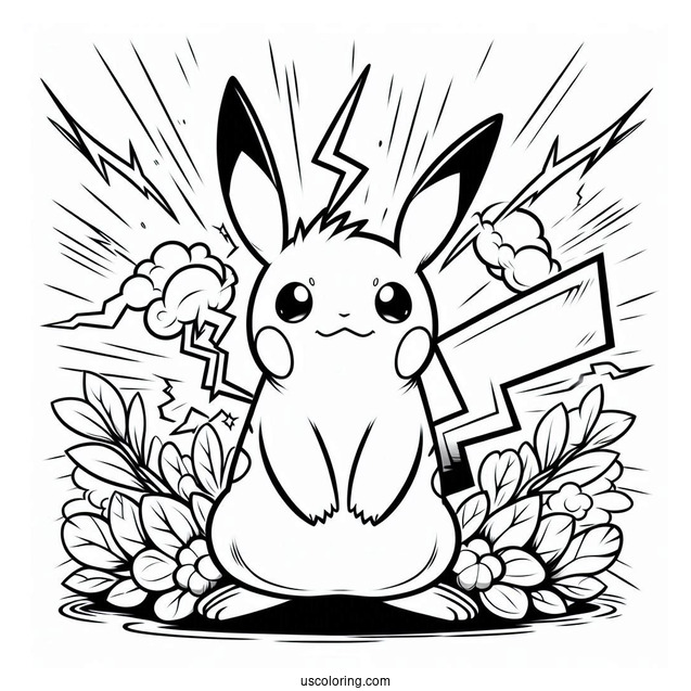Thunderbolt Raichu Coloring Page Pokemon Card