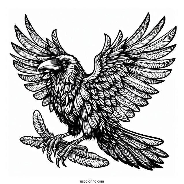 Large Realistic Raven Coloring Page