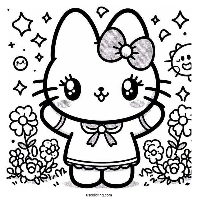 Sanrio Coloring Pages Of Badtz Maru With Arms Up