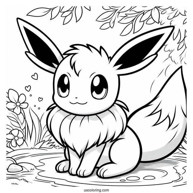 Sylveon Coloring Page Of Eevee Playing For Kids