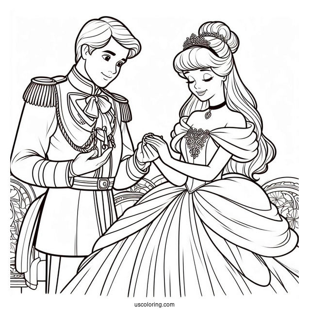 Cinderella And Grand Duke Coloring Picture