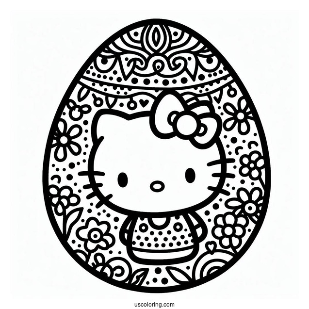 Hello Kitty Design Easter Egg Coloring Page