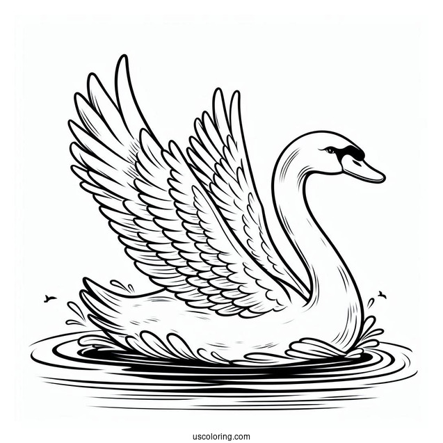 Swan Coloring Page Flying