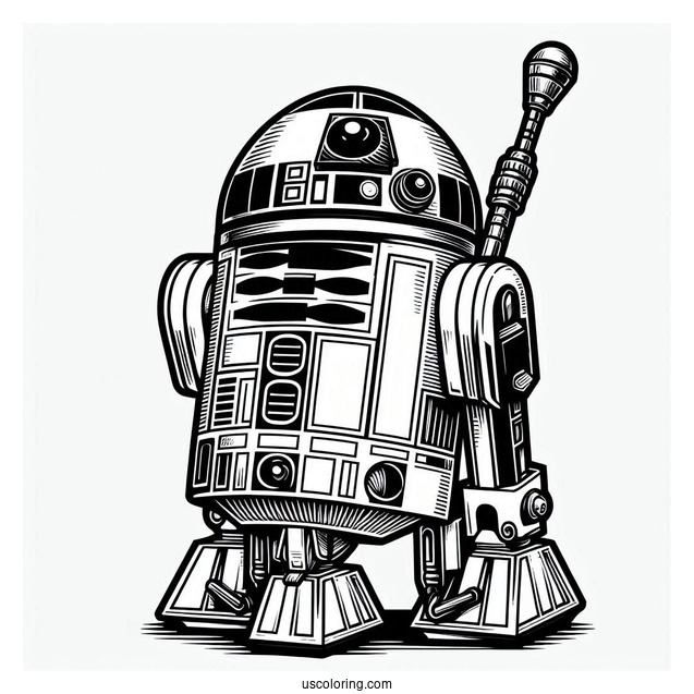 R2-D2 Coloring Page Poking BB8
