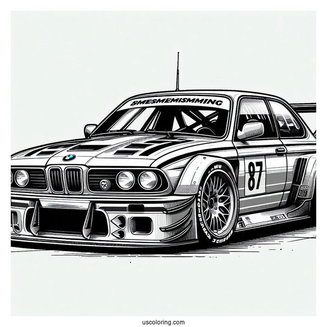 Detailed BMW Race Car To Color