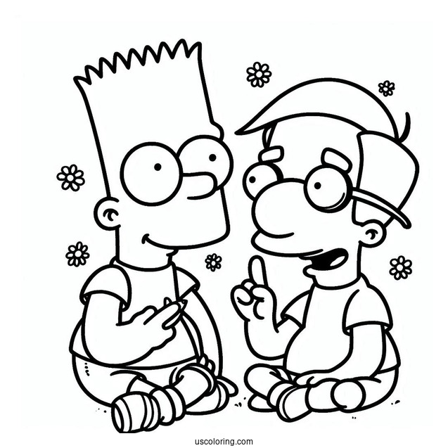 Bart And Milhouse Coloring Page