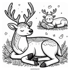 Relaxing Reindeer Coloring Sheet For Adults