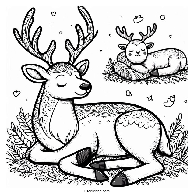Relaxing Reindeer Coloring Sheet For Adults