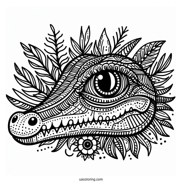 Coloring Page Of a Crocodile Eye