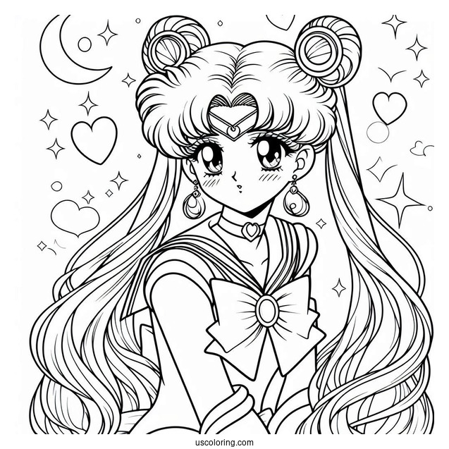 Coloring Sheet Of Sailor Moon Iconic Pose