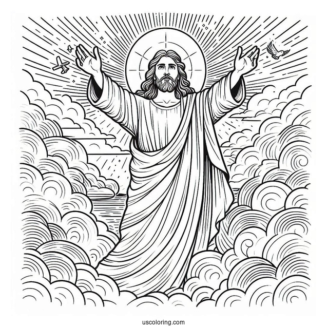 Christ In The Heavens Coloring Page