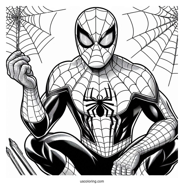 Spider-Man In Web Suit To Color