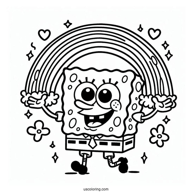 SpongeBob Making Rainbow With Hands Coloring Page
