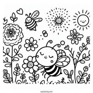 Happy Spring Coloring Page Bee Coloring Page For Preschoolers