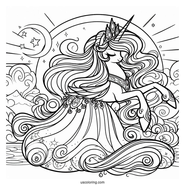 Elegant Princess Celestia Coloring Page