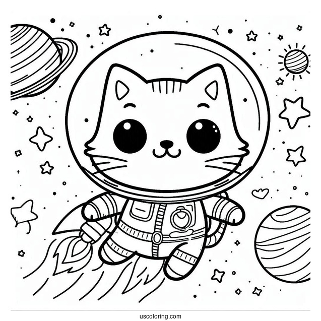 Coloring Page Of Pete The Cat In Space