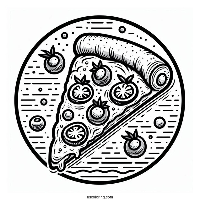Cartoon Pizza Slice Coloring Sheet