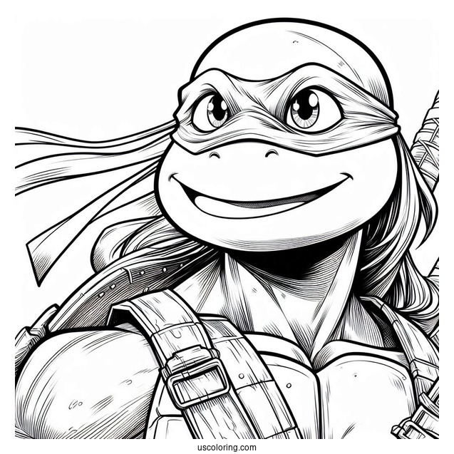 Ninja Turtles Coloring Page Of Young Donatello Smiling