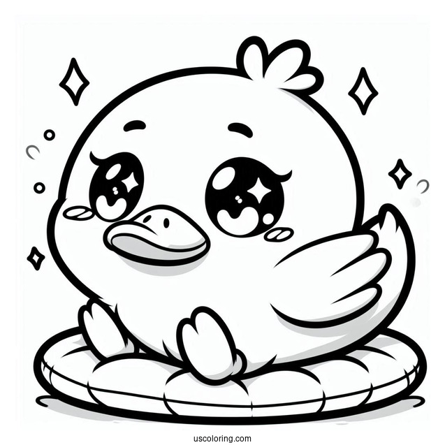 Kawaii Duck Coloring Page