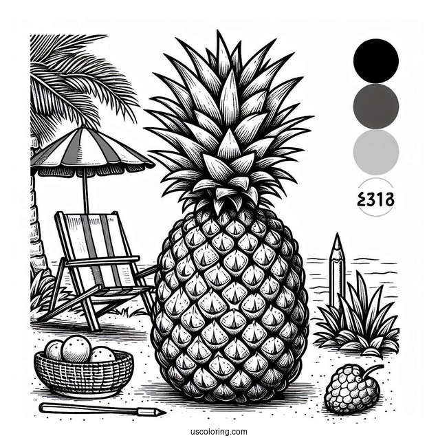 Big Juicy Pineapple Coloring Page In Backyard Paradise
