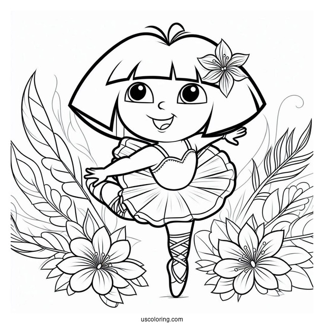 Dora As a Ballerina Coloring Sheet