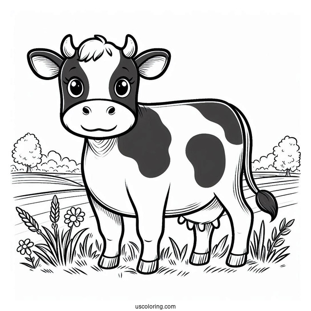 Dairy Cow Standing In Field_