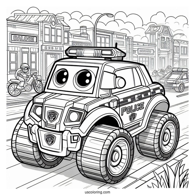 Chase The Police Rescue Bots Coloring Page