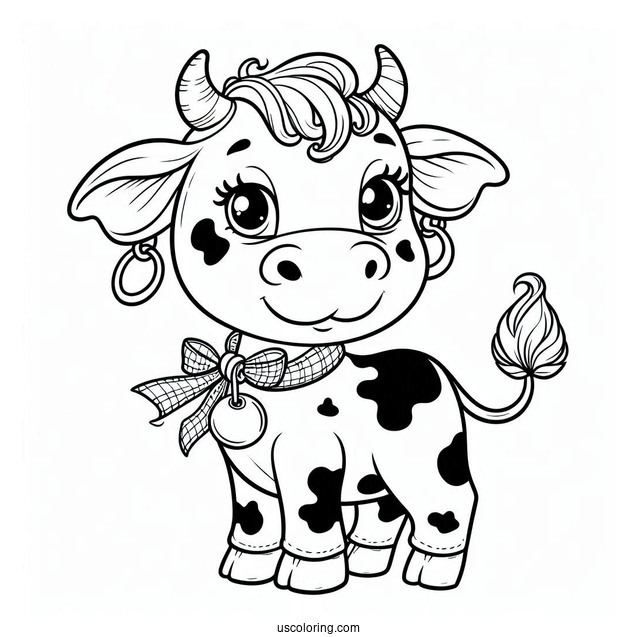 Cartoon Cow Coloring Sheet For Kids