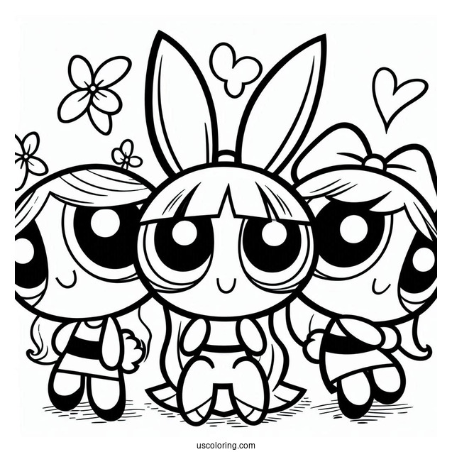 Bunny And The Powerpuff Girls Coloring Picture