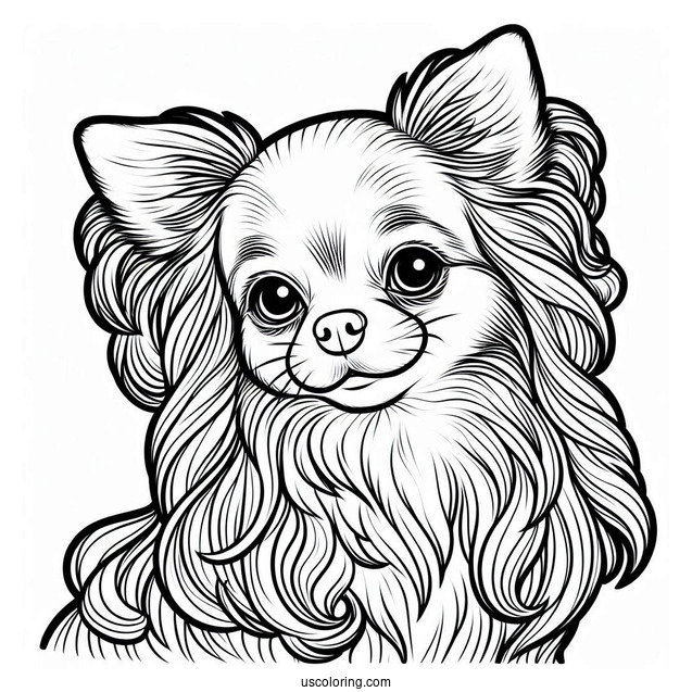 Long Hair Chihuahua Coloring Page Smiling For Kids