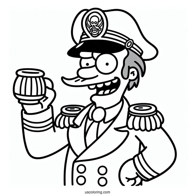Simpsons Coloring Pages Of Easy Grinning Captain McCallister For Kids