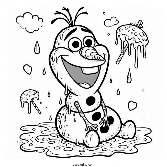 Melting Olaf Coloring Page