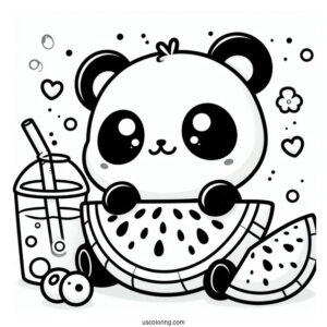 Kawaii Themed Panda With Watermelon
