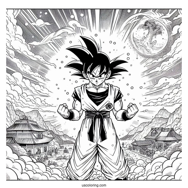 Manga Coloring Page Of Dragon Ball Z Detailed Panel